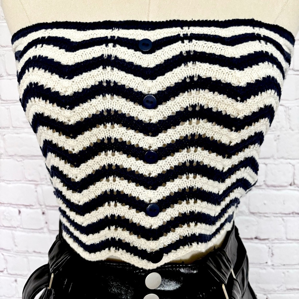 4TH + RECKLESS Amaka Island Crochet Sleeveless Striped Bandeau Top--L